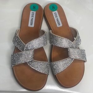 Steve Madden Silver Diamond Stud Sandals